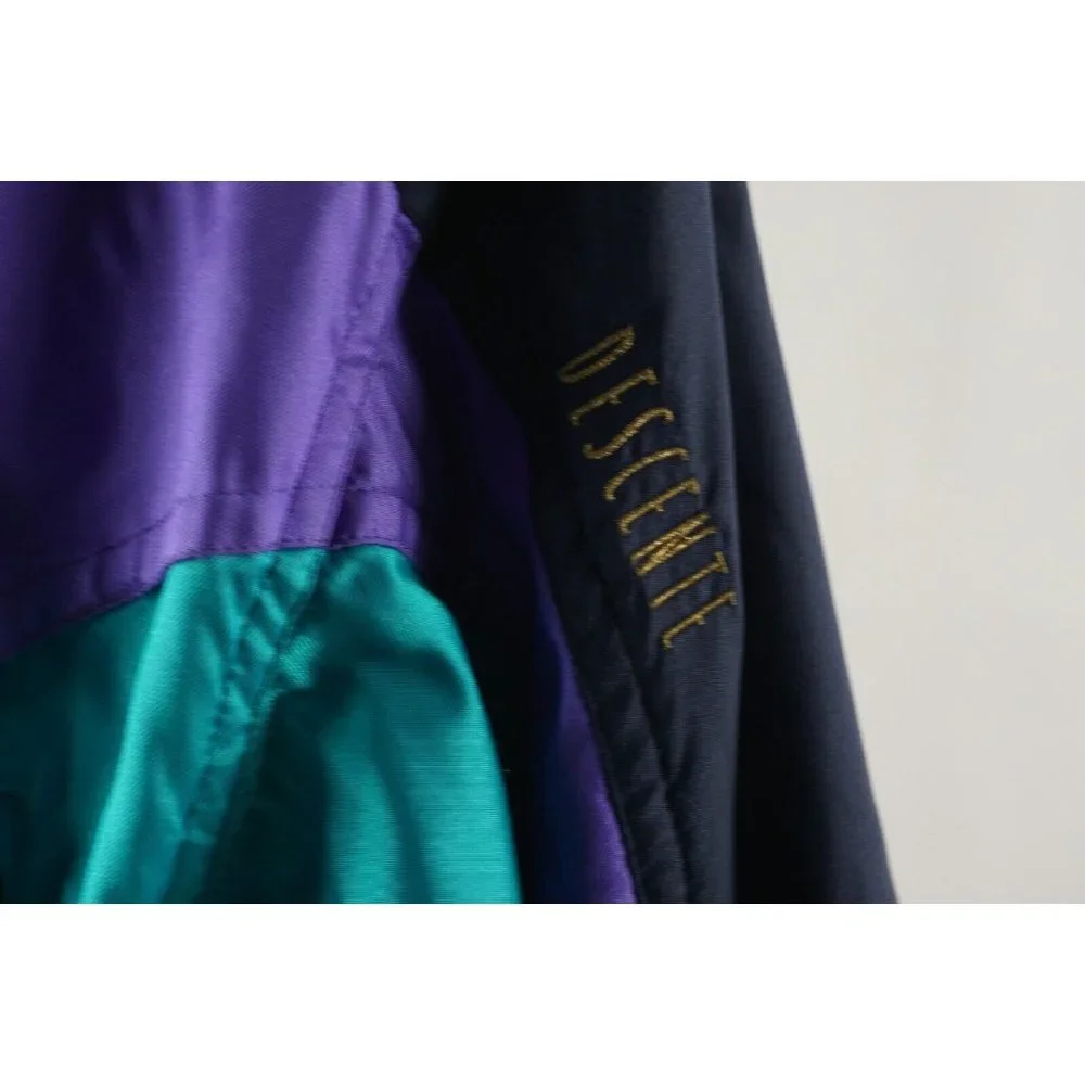 Vintage Descente Women's Size 14 Blue Belted Lined Insulated Zip Snap Ski Jacket